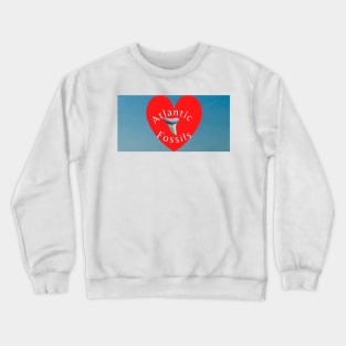 Red Heart Nautical Light Blue Atlantic Fossils Shark Tooth Print Crewneck Sweatshirt